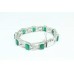 Handmade 925 Sterling Silver Real Natural Green onyx zircon bracelet 7.8 inch